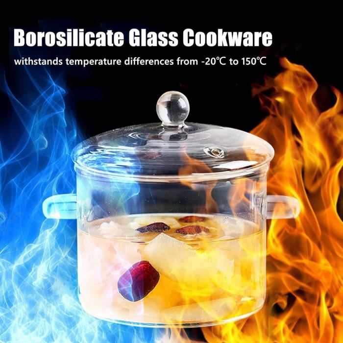 Casserole En Verre Borosilicate 3,5 L Transparente Avec Couvercle - Poignées Anti-brûlure, Idéale Pour Soupes, Sauces Et Cuisson Visible