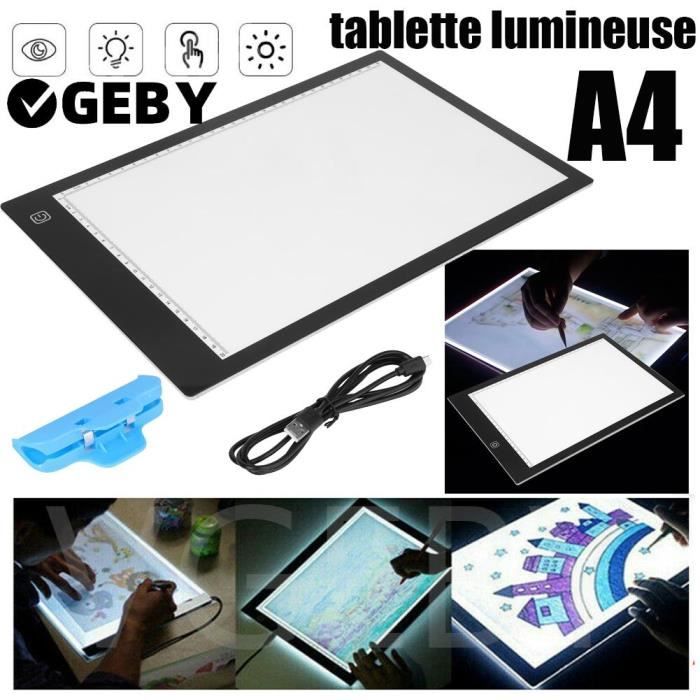 Tablette Lumineuse, A4 LED Table Lumineuse Ultramince Portable Dessin Copie  avec Luminosité Réglable pour Enfants Artistes Arts