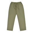 Sports et loisirs Pantalon droit uni en lin avec poche à cordon pour hommes Vert-2
