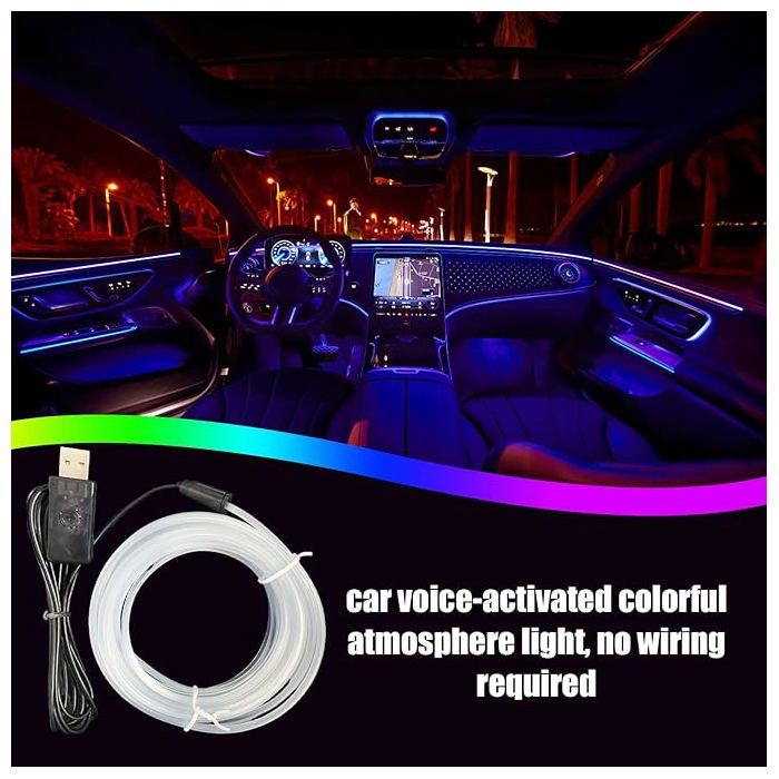 MplehDa Éclairage Intérieur Voiture LED - Bande Néon Ambiance Avec Télécommande Et App - Multicolore