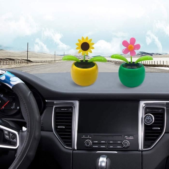 Uposao Fleur Danseuse Solaire – Ornement Voiture/Bureau, Énergie Solaire, Secoue La Tête, 11,5 Cm – Cadeau Déco