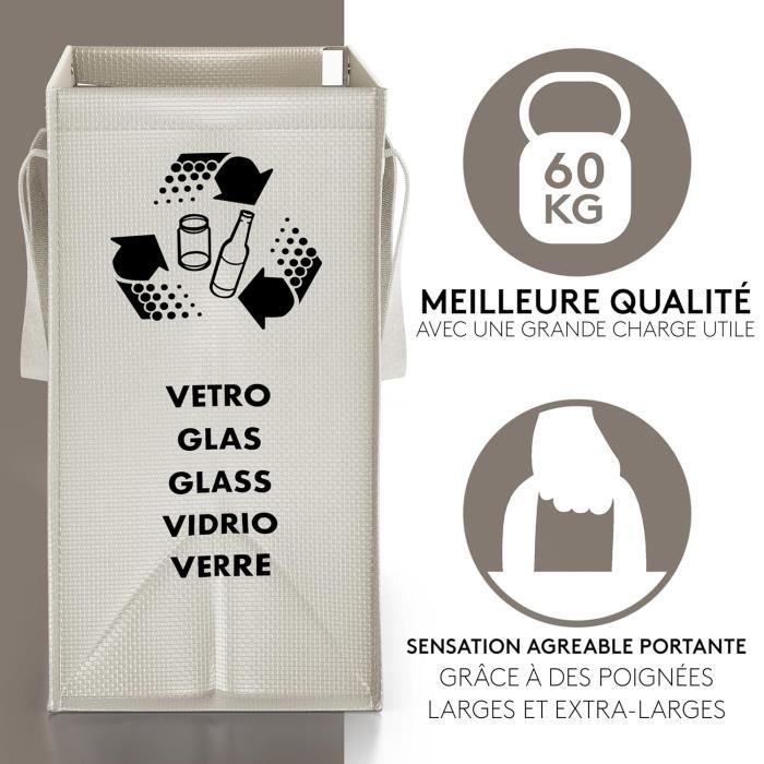 Pack de 3 Sacs Tri Sélectif–Poubelle de Tri pour Déchets et Recyclage de  Grande Capacité 40L–Poubelle Tri pour Papier, Plastiq[585] - Cdiscount  Maison