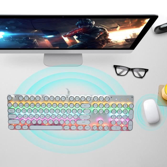Ensemble de souris clavier lumineux rétroéclairé arc-en-ciel Jeu  d'ordinateur de bureau élégant - Cdiscount Informatique