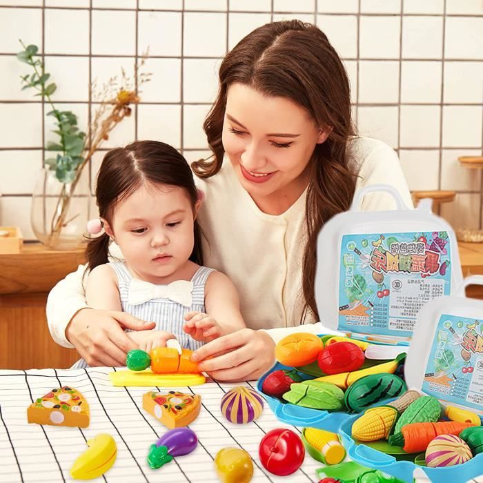 Set De Cuisine Jouet – 20 Pièces Fruits Et Légumes à Couper, Panier, Casseroles, Couteau, Planche – Jeu D’imitation éducatif Dès 3 Ans