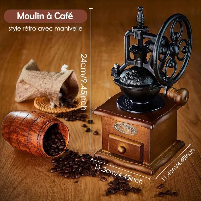 1set Moulin À Café Manuel En Bois Classique Vintage Mini Presse