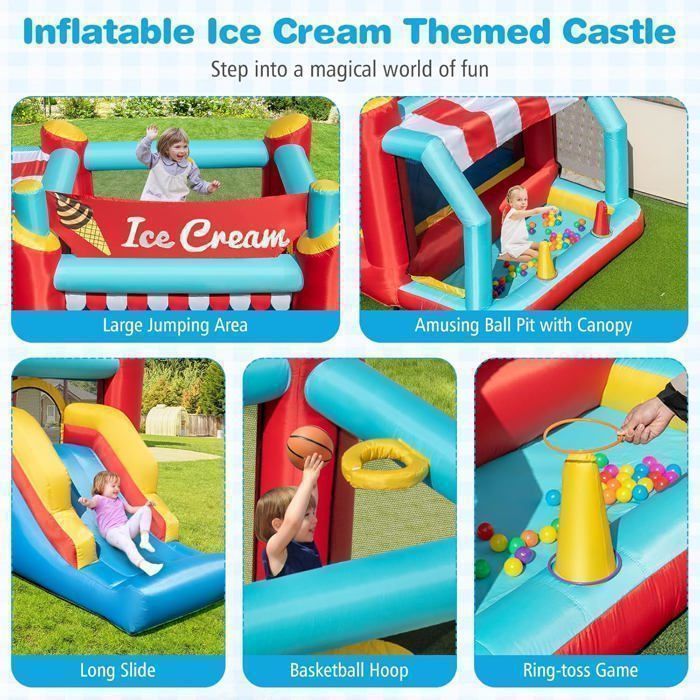 GOPLUS Château Gonflable Licorne Grenouille, Aire De Jeux Aquatique Gonflable Avec Zone De Saut Toboggan Piscine Panier Basket Pour Les Enfants De 3 10 Ans Jusqu 135kg Avec Souffleur 680w 55406450