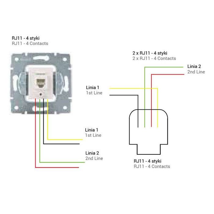 Prise téléphone RJ11 - 1 sortie - Encastrable - Argent - 71x71mm KL ...