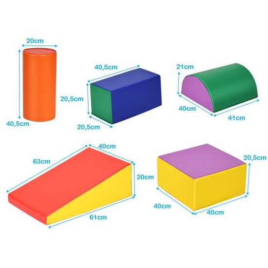 Lot 9 Blocs De Construction En Mousse Géants – Jouets D'Éveil Multicolores Pour Tout-petits, Housse PU Antidérapante, Sécurité CE/ASTM