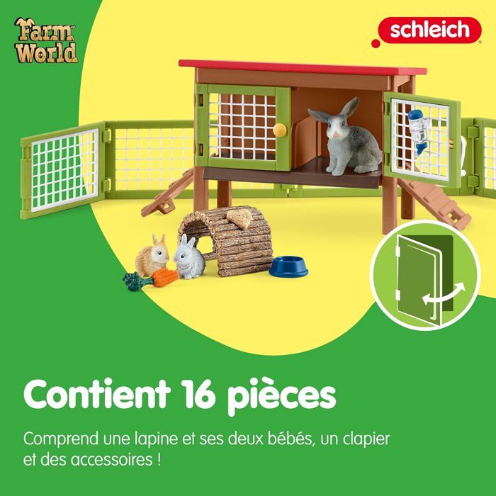 Jeu Créatif Lapins 16 Pièces Schleich Farm World Clapier Lapins - Coffret 16 Pièces Avec 3 Figurines, Parcours Et Accessoires Jeu Créatif Lapins 16 Pièces Schleich Farm World Clapier Lapins - Coffret 16 Pièces Avec 3 Figurines, Parcours Et Accessoires