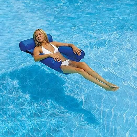 Hamac Gonflable Flottant Pour Piscine Ou Plage - Matelas Filet Semi-immergé, Chaise Longue Aquatique Portable