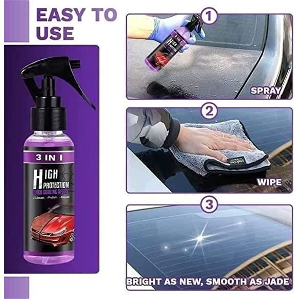 100ML 3 in 1 High Protection Quick Car Coating Spray, Plastic Parts  Refurbish Agent, Quick Coat Car Wax Polish Spray - Cdiscount Auto