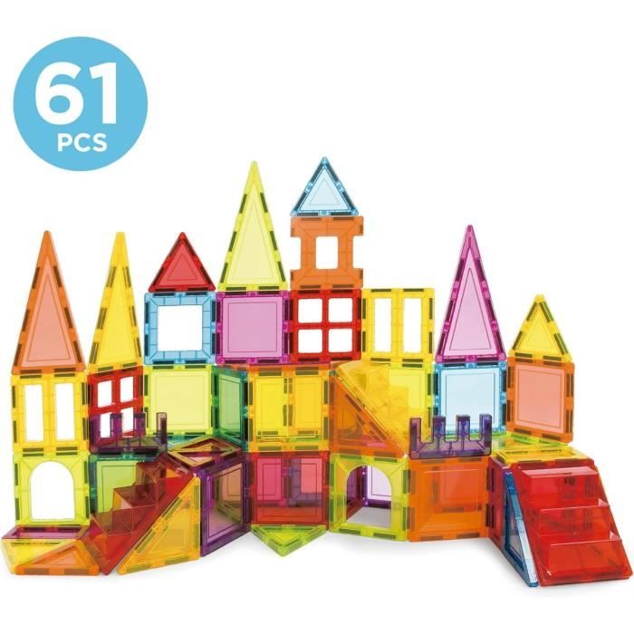 Jeu Éducatif Magnétique 3D pour Enfants - 56 Blocs Colorés et Créatifs - Jeux - Jouets
