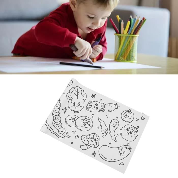 Rouleau de dessin pour enfants, rouleau de papier à colorier pour enfants,  autocollants de coloriage mural de rouleaux de papier de remplissage de