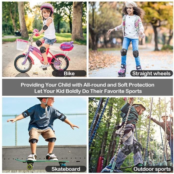Set de Protection Enfant-Adulte, Genouillère et Dragonne 6 en 1 pour Vélo,  Skateboard, Etc. - Cdiscount Sport
