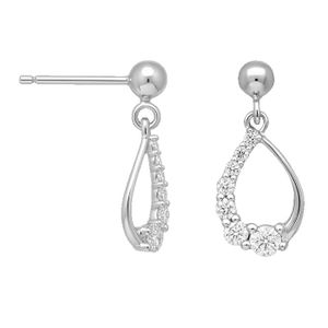 Boucles D'oreilles Clous - Argent 925 Rhodié - Gouttes Zirconium 5x4mm - Neuf Avec étiquettes