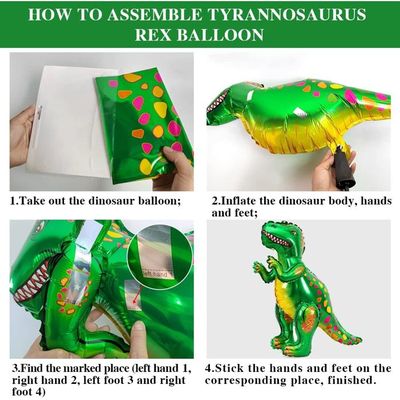 Lot De 2 Ballons Dinosaures Aluminium 78x86 Cm - Happy Birthday - Anniversaire Enfant - Hélium Ou Air