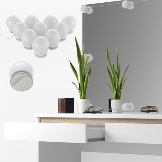 Vicco Coiffeuse Emma, Blanc, 120cm avec tabouret