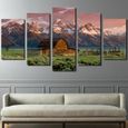 Toile peinture montagne 5 panneaux - Achat / Vente pas cher