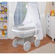 WALDIN Landau-berceau bébé complet - blanc, Cadre - roues peintes en gris-0
