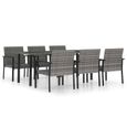Qualité luxe© | Mobilier à dîner de jardin & Ensemble de 1 table avec 6 chaises & Résine tressée Gris |687779-0