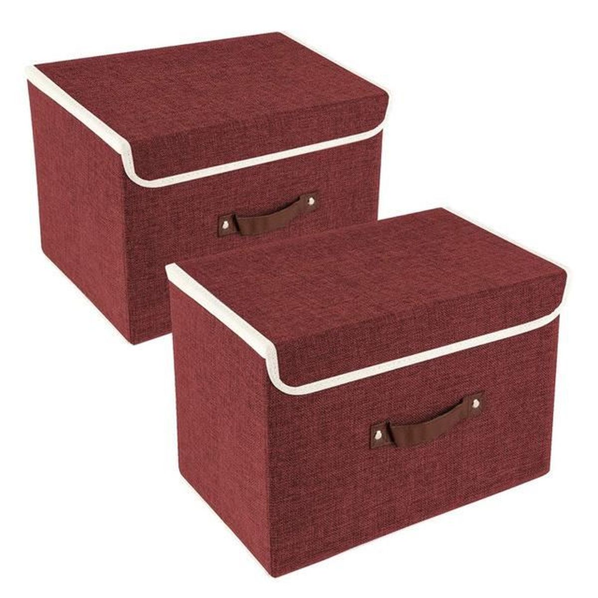 Boite De Rangement Tissu Avec Couvercle HiO 2 Pack Boîtes de Rangement Tissu avec Couvercle et Poignée, Caisse de  Rangement Pliable Rouge - Cdiscount Maison