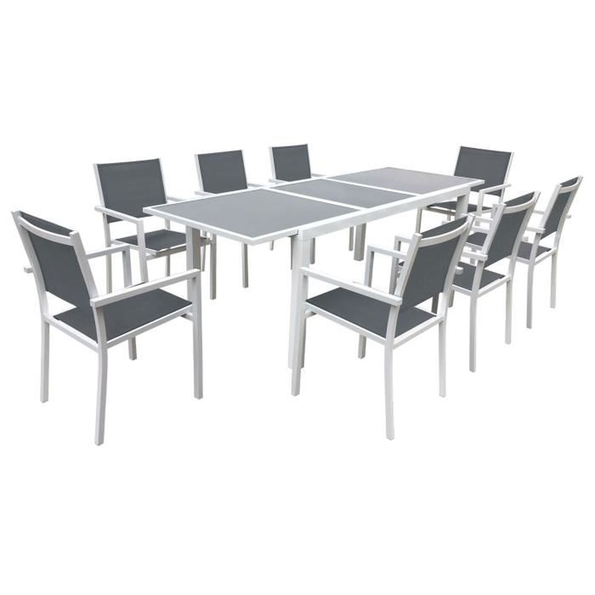 Salon De Jardin Firenze Extensible En Textilene Gris 8 Places