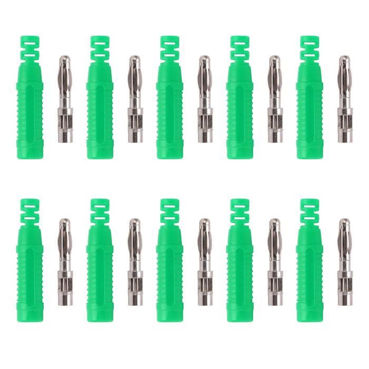 Lot De 10 Fiches Banane 4 Mm Non Soudées - Empilables, Rouge Et Noir - Pour Connexions électriques