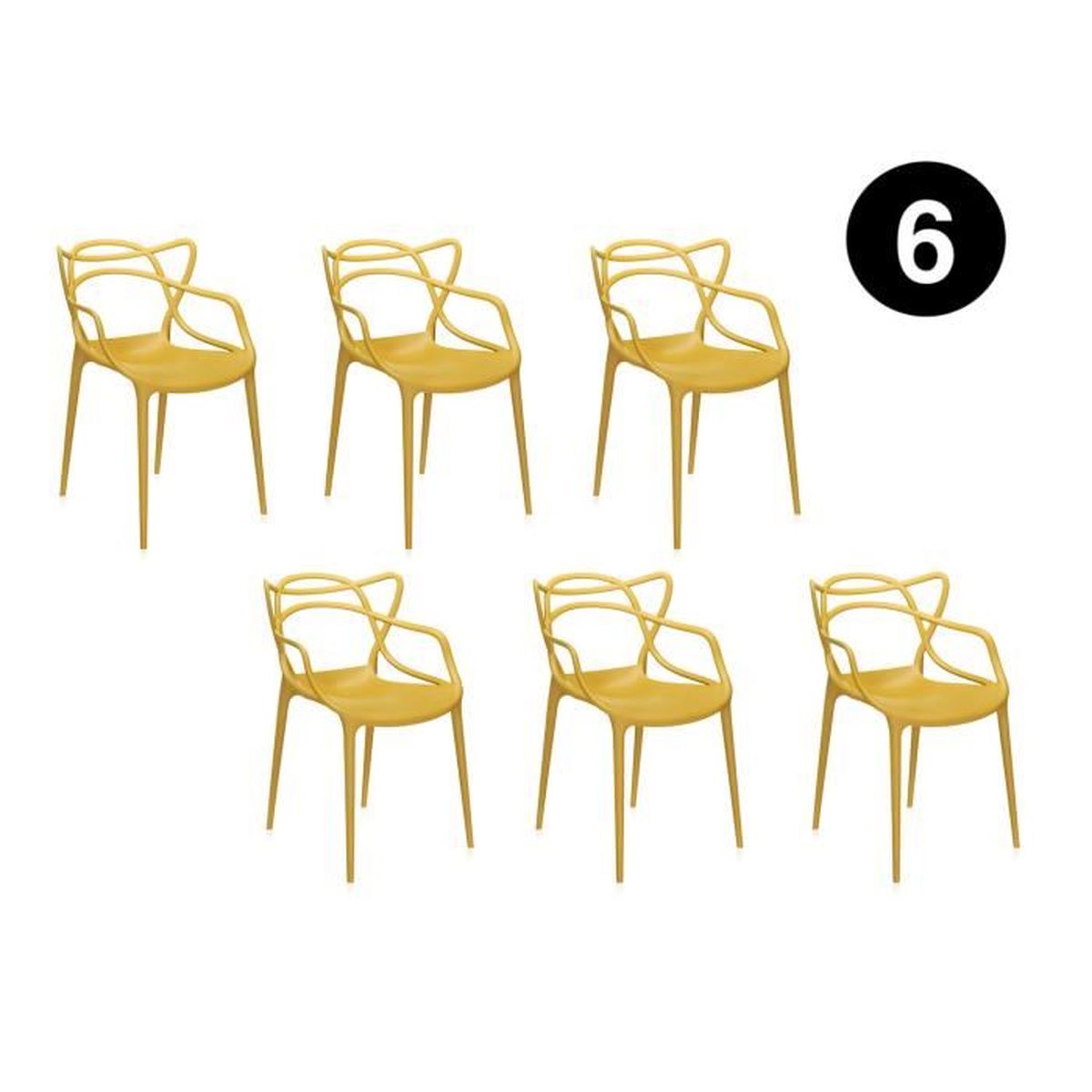 MIAMI moutarde de chaises Lot Starck inspirée 6 Masters WHED92I