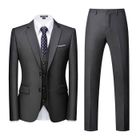 Allthemen Costume Homme Mariage 3 Pièces Slim Fit Smoking Couleur Unie Deux Boutons Formel Veste Gilet et Pantalon Gris