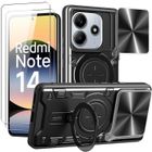 E.F.CONNECTION Coque pour Xiaomi Redmi Note 14 5G avec Cache Objectif Noir + 2 Verres Trempés