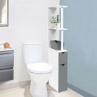 PROBACHE IDMARKET Meuble WC étagère WILLY bois 2 portes blanc et gris