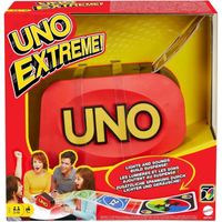 Mattel Games UNO - Extrême - Jeu de Société Familial - Lanceur de Cartes - Effets Lumineux et Sonores - Coup Extrême - 112 Cartes