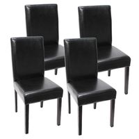 Lot de 4 chaises de salle à manger simili-cuir noir pieds foncés CDS04146