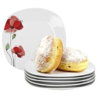 Van Well set de 6 assiettes à dessert Monika | 190 x 190 mm | Assiette à gâteau | Assiette de service pour le petit déjeuner Fleur