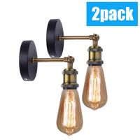 Zaku 2 Packs Appliques Murales Luminaires Style Industriel Réglable Laiton Éclairage Vintage Edison Lampe Douille E27
