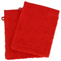 Lot de 2 gants de toilette 16x21 cm coton peigné ALBA rouge