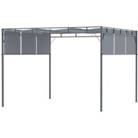 Outsunny Pergola avec 3 toiles rétractables 3L x 3l x 2,2H m structure acier - gris foncé et noir