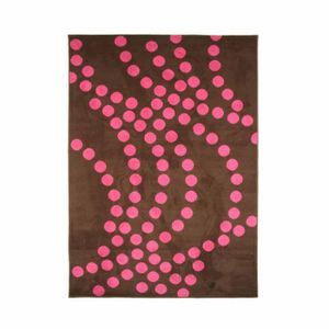 TAPIS DE COULOIR SPOT - Tapis imprimé graphique pois roses style japon 160 x 230 cm Marron/Rose