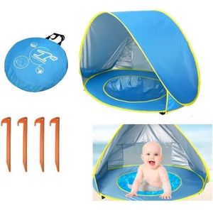 ABRI DE PLAGE ss-33-Tente de plage pour enfants avec piscine Ouverture rapide Tente anti-solaire Bleu