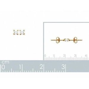 Boucles D'oreilles Puces Zirconium 5mm - Serties 4 Griffes, Plaqué Or 18 Carats, Neuf