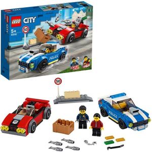ASSEMBLAGE CONSTRUCTION LEGO® City 60242 La course-poursuite sur l'autoroute, Jouets Voiture de Police, Cadeau Anniversaire pour Enfants de 5 ans et +