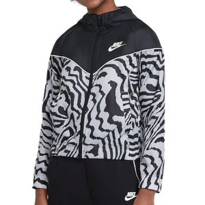 COUPE-VENT DE SPORT Coupe-Vent Fille Nike Windrunner - Gris/Noir - Coupe Classique - Veste à Capuche - 100% Polyester