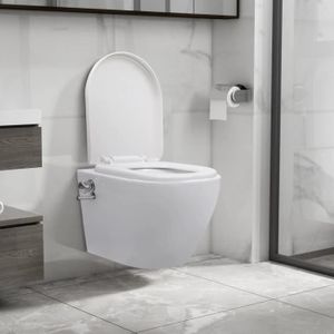 WC - TOILETTES 9126Maison|Toilette murale Deluxe,Toilette Suspendue WC Suspendu Cuvette sans bord à fonction de bidet Céramique Blanc