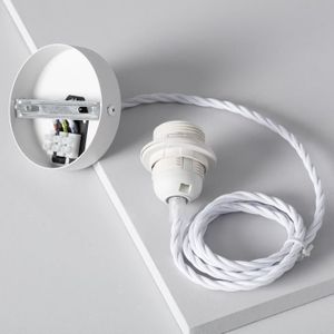 Câble Suspension Luminaire Blanc Shine - Fil Electrique En Tissu 3,5M - 5 X  Ampoules Douille E27 - Pour Salon, Cuisine, Cham[x1003] - Cdiscount Maison
