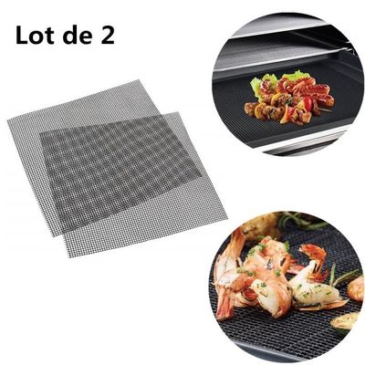 Lot De 4 Tapis De Cuisson Barbecue Téflon - 40x30cm - Réutilisables, Antiadhésifs, Découpables