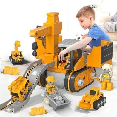 Jouet Chantier Enfants - Camion Transporteur Avec Excavatrice Et Bulldozer - Voitures Friction Pour Garçons 3-7 Ans