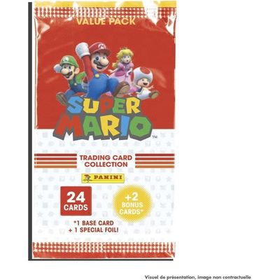 Boîte De 18 Pochettes De Cartes Super Mario Panini – 144 Cartes, Or/argent, Collection