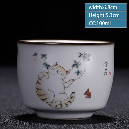 HwaGui-Ensemble De Tasse De Porcelaine Blanche Chinoise De 4