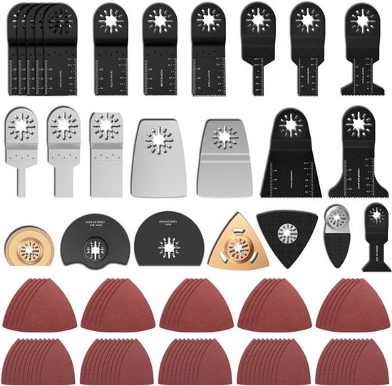 Patins De Ponçage Triangulaires Pour Outils Oscillants - Compatibles Fein, DeWalt, Milwaukee, Kit 50 Feuilles Abrasives