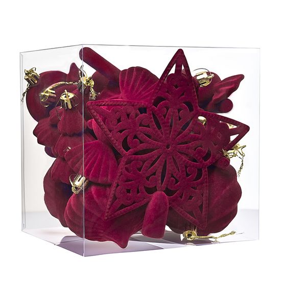 40 Boules De Noël En Velours Rouge Bordeaux – Décorations Incassables Pour Sapin – 6 Cm Avec Crochet